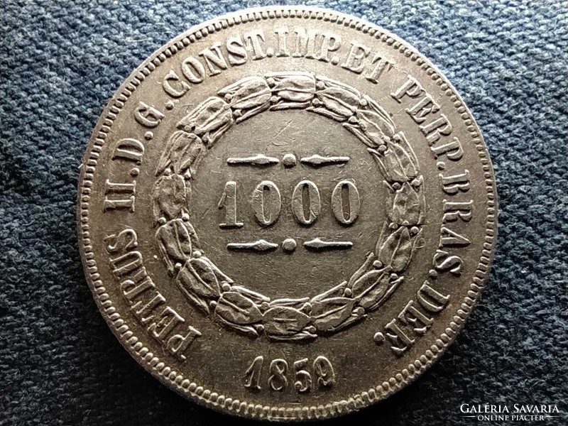 Brazília II. Péter (1831-1889) .917 ezüst 1000 reis 1859 (id65344)