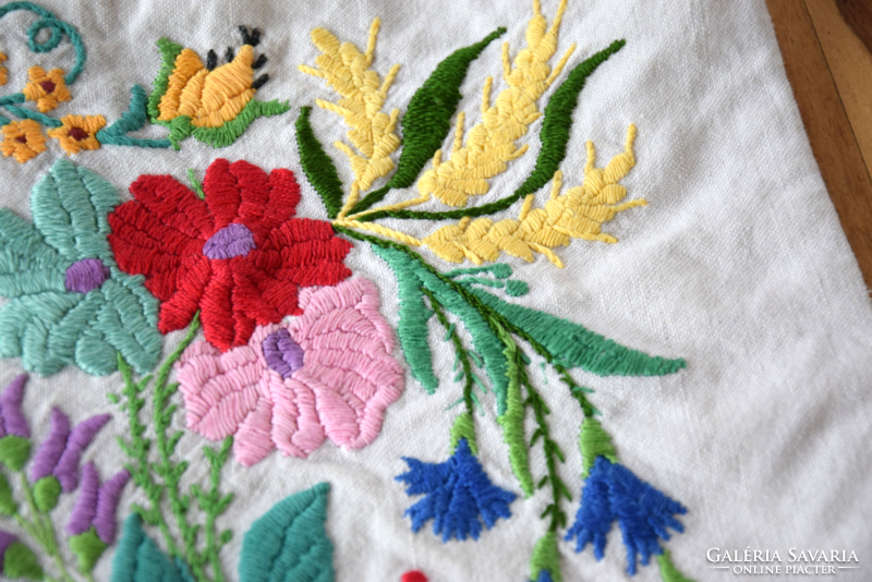 Antique old hand-embroidered Kalocsa folk pillow cover small pillow cover decorative pillow cover 44 x 34