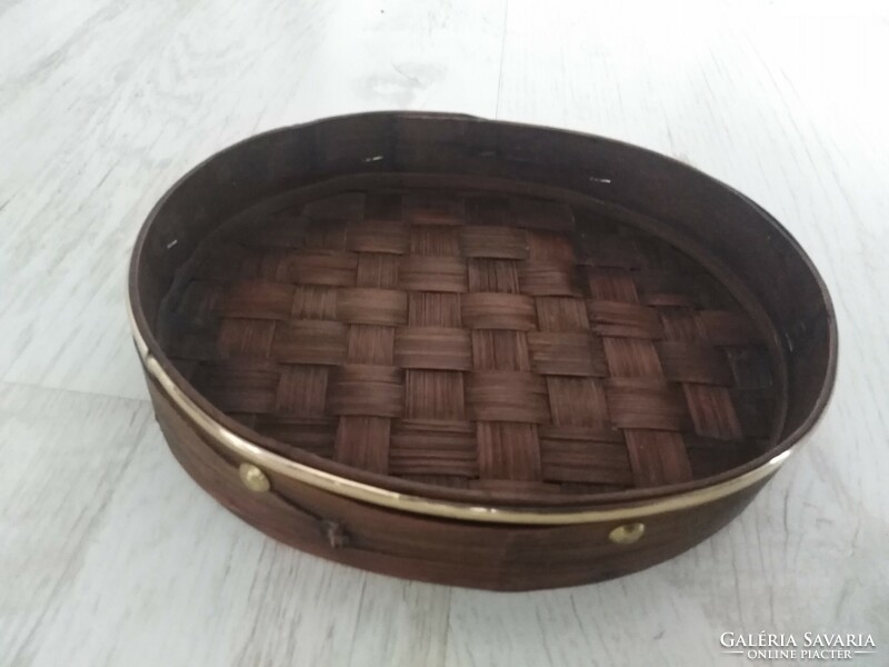 Rattan table offering, decorative tray - brass