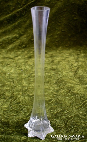 Régi üveg váza szálváza , templom , oltár 9x8x 35,5 cm