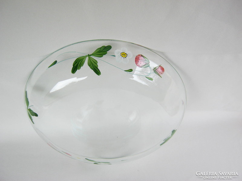 Salgótarján retro glass 6-person bowl set with strawberry strawberry pattern