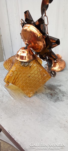 Bronz üveg art deco csillár lampa ALKUDHATÓ