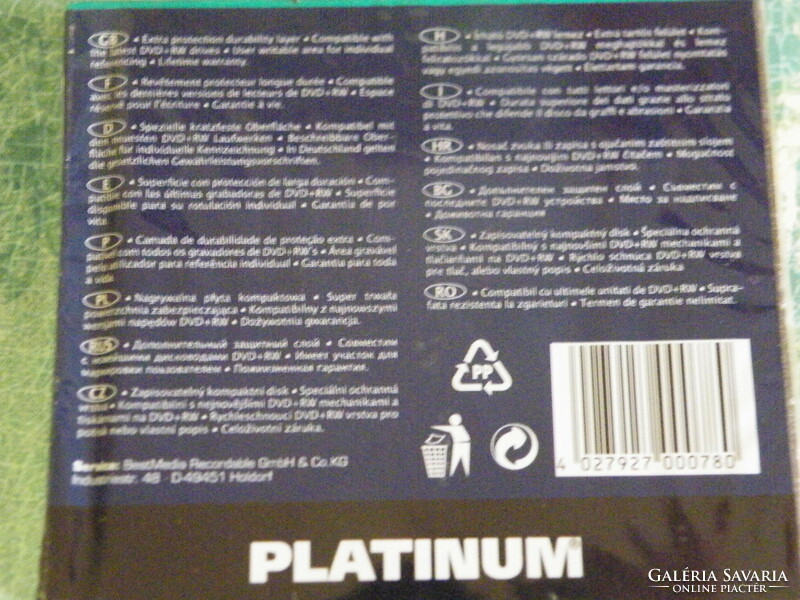 Platinum 5 pack 4.7 GB - Speed 4x DVD+RW -, RW plus format, bontatlan csomagolásban