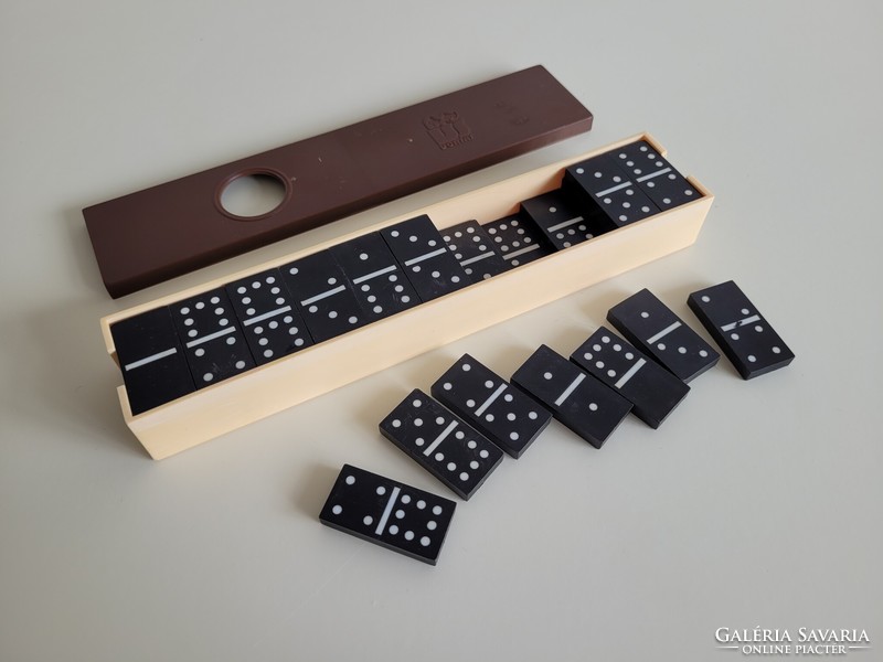 Retro old game dominoes in a case