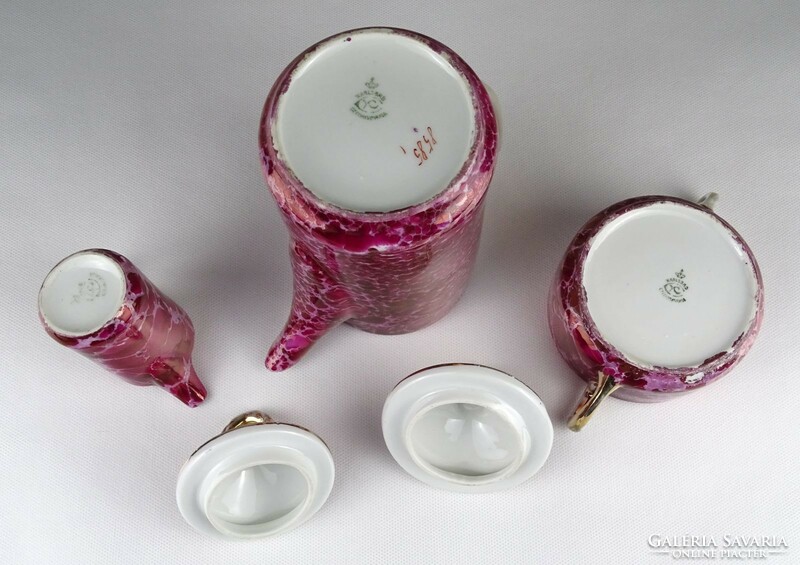 1N043 Régi rózsaszín Karlsbad porcelán kávéskészlet