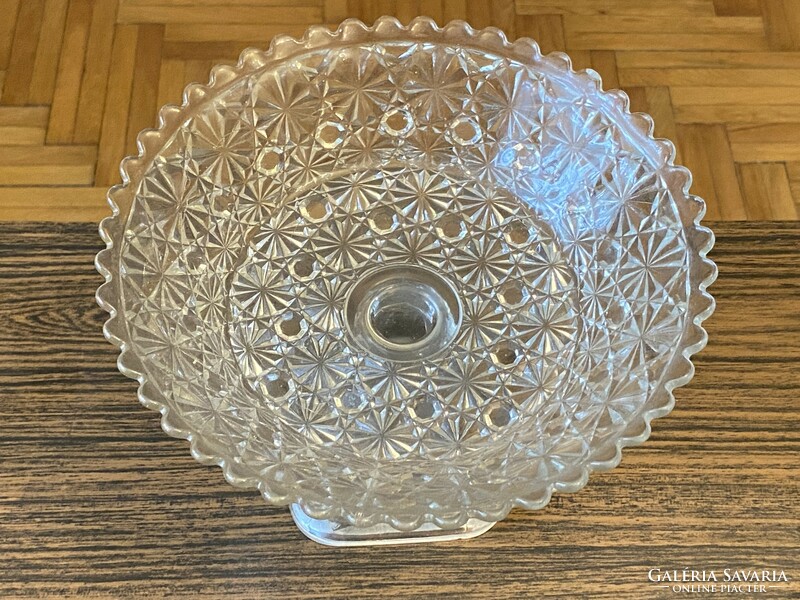 Art deco molded glass fruit bowl with a base