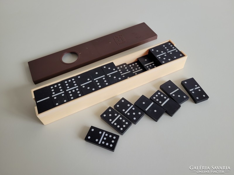 Retro old game dominoes in a case