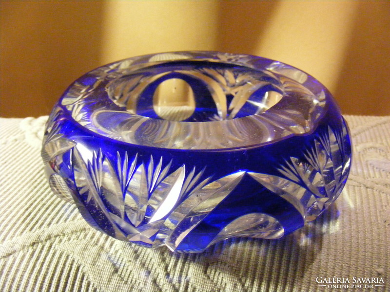 Blue glass ashtray ashtray