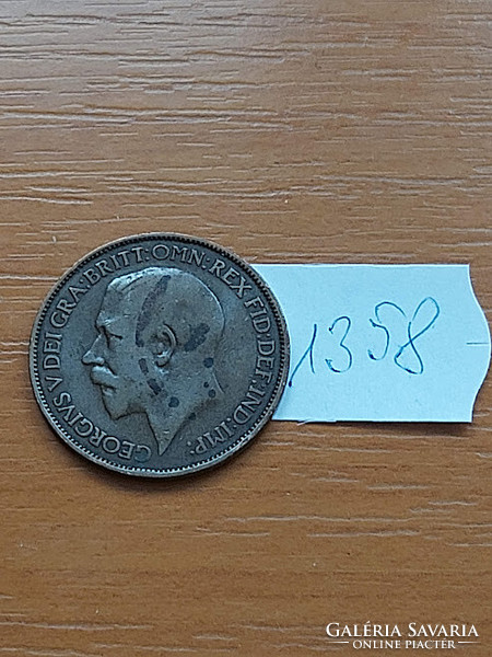 English England 1/2 half penny 1924 king george v. 1358