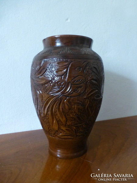 Rooster folk art floor vase