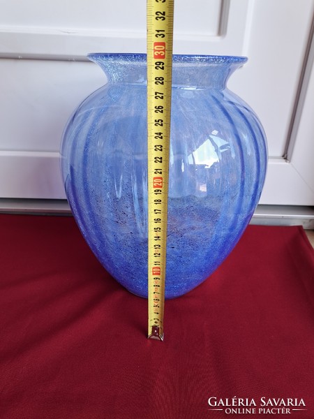 Extra ritka belül bordás gömb repesztett Fátyolüveg fátyol karcagi berekfürdői üveg  váza Gyűjtői