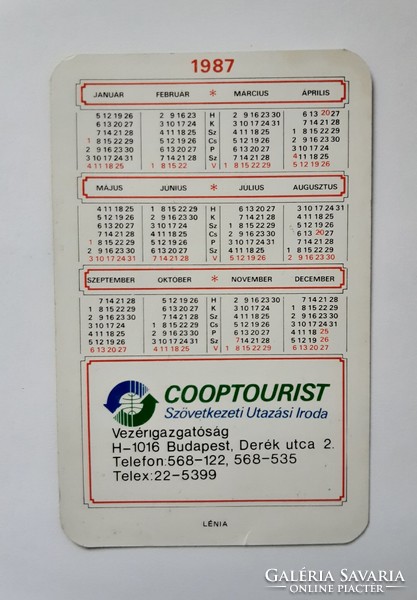 Kártyanaptár Cooptourist 1987 - busz - Halászbástya