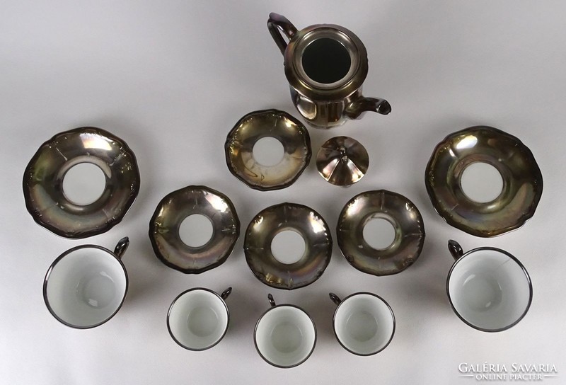 1N051 Régi vastagon ezüstözött Bavaria porcelán kávés és teáskészlet