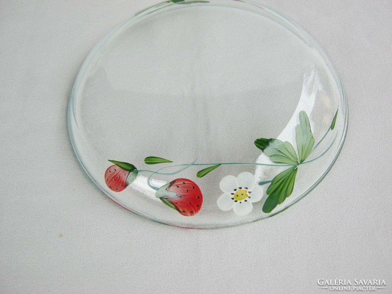 Salgótarján retro glass 6-person bowl set with strawberry strawberry pattern