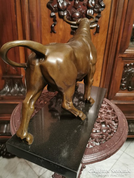 Large bronze bull artwork