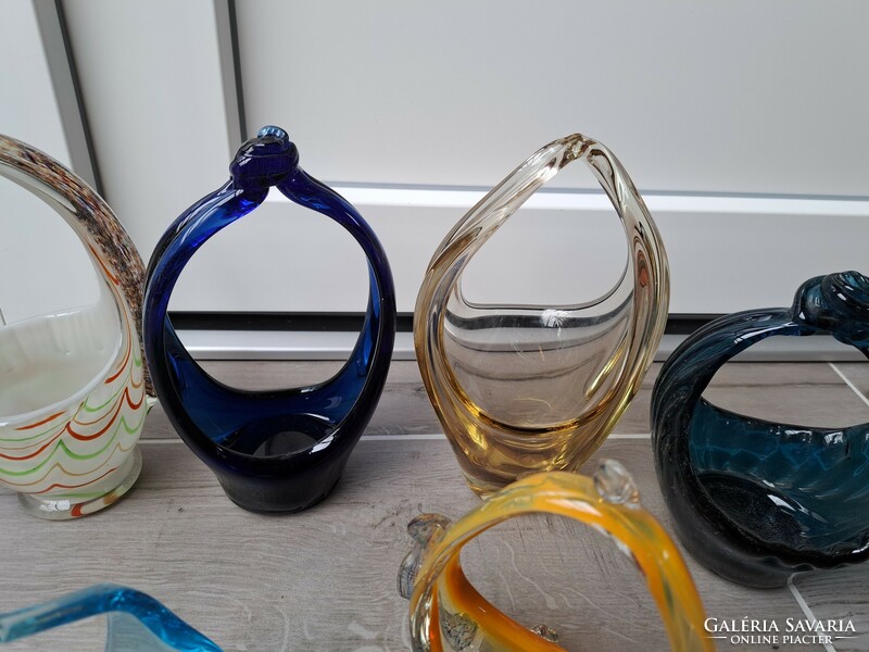 Beautiful bohemian Murano mixed Czech glass decorative basket basket colorful ornament blue collector Frantisek zemek