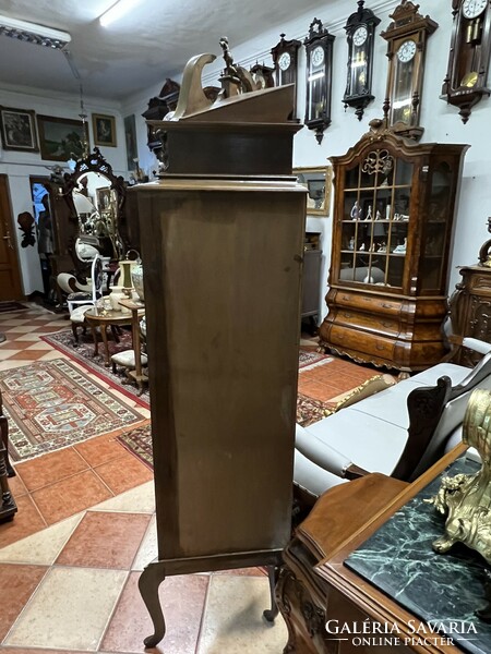 Special rare antique-style display corner cabinet with clock on top