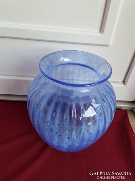 Extra Rare Inside Ribbed Sphere Cracked Veil Glass Veil Karcagi Berek Bath Glass Vase Collectors