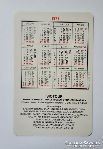 Kártyanaptár Siotour 1979