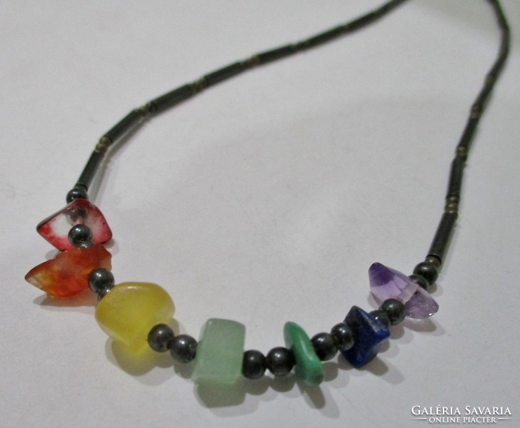 Beautiful old chakra silver necklace with real stones