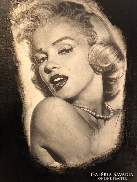 Marilyn Monroe festmény, olaj, vászon, 45 x 35 cm-es nagyságú.