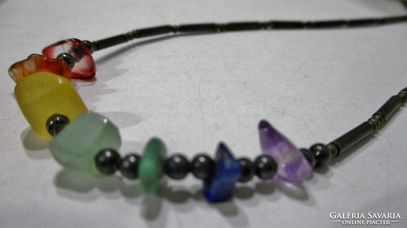 Beautiful old chakra silver necklace with real stones