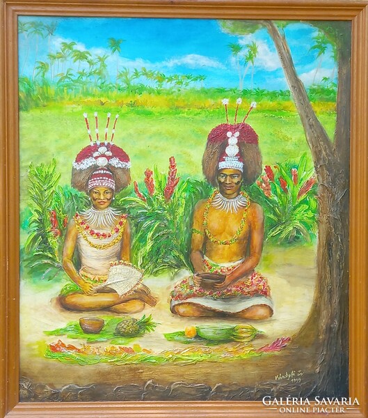 Ünnep Szamoán,70x60cm Prima díjas művész alkotása(1999)  Károlyfi Zsófia (1952)