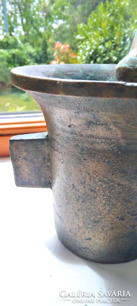 Beautiful solid copper mortar with patina