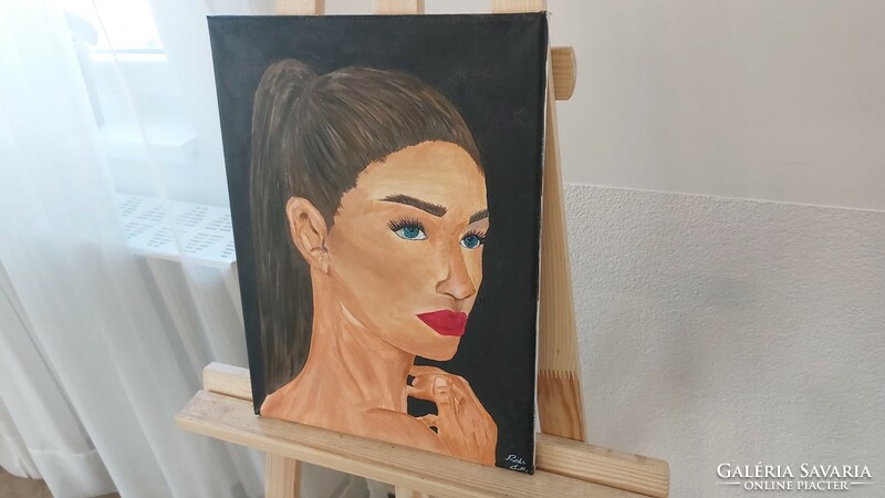 (K) female portrait painting 30x40 cm