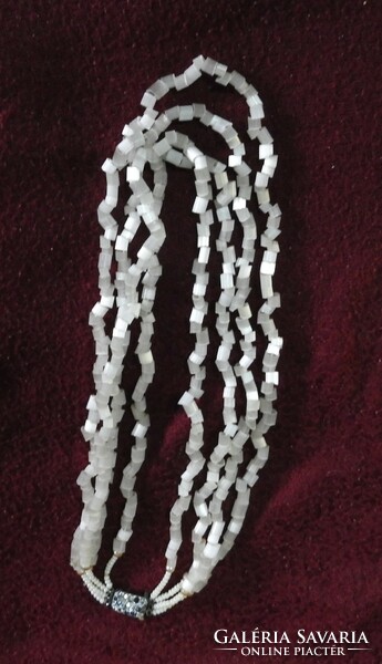 Four-row white necklace - necklace