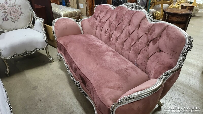 Silver bicolor upholstered sofa set