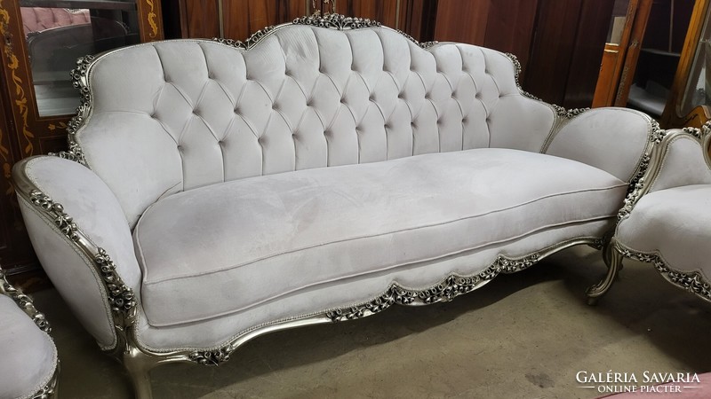 Silver bicolor upholstered sofa set