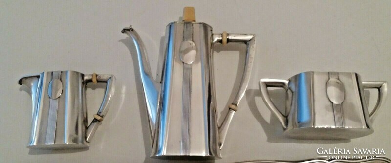 Art Nouveau Viennese silver coffee and cream jug and sugar bowl from a legacy