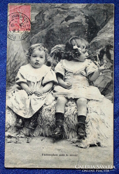 Antique photo postcard for small children