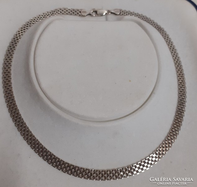 Marked silver wide necklace made with sophisticated work