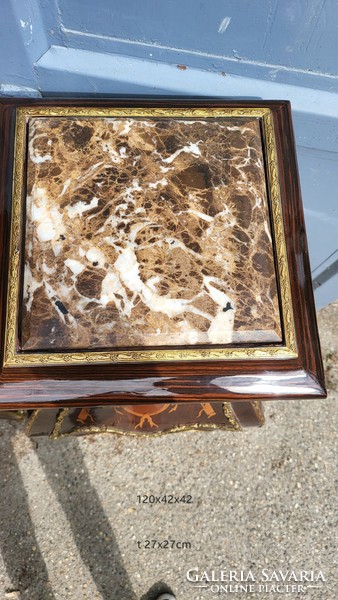 Inlaid pedestal with marble slab