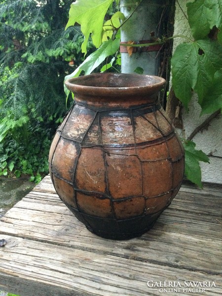 Large wire-wired earthenware pot tin silze