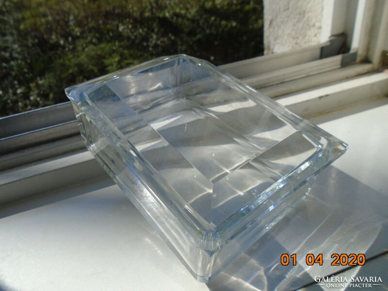 Art deco heinrich hoffman bohemia faceted glass box with damaged lid