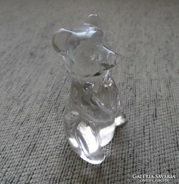 Teddy bear, hippopotamus-shaped glass display case, decorative glass pair
