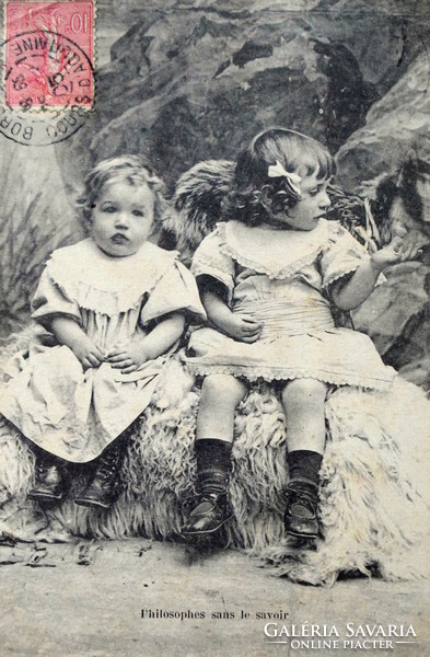 Antique photo postcard for small children