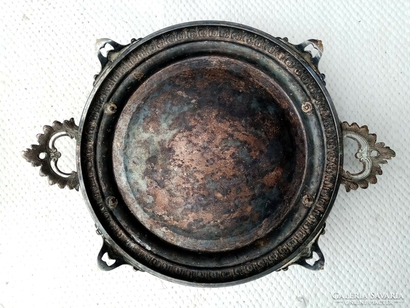 Silver-plated serving bowl, with original glass