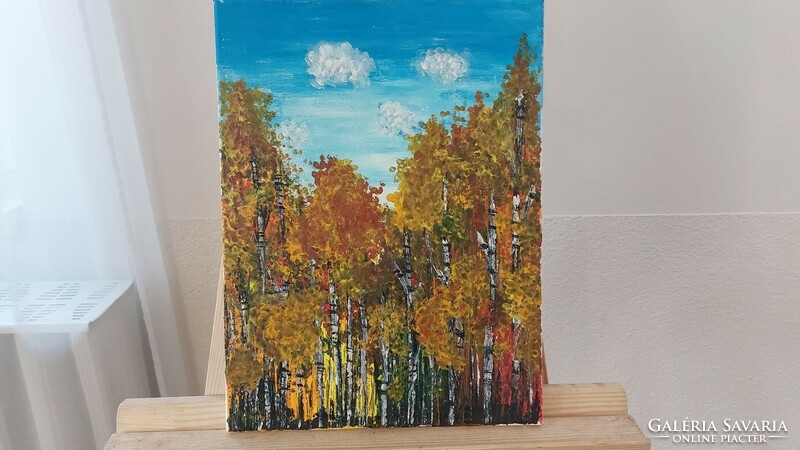 (K) Hangulatos erdő festmény 30x40 cm