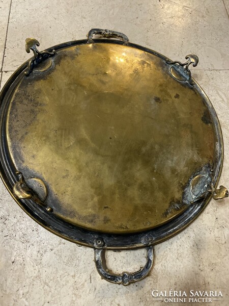 Antique copper footed tray