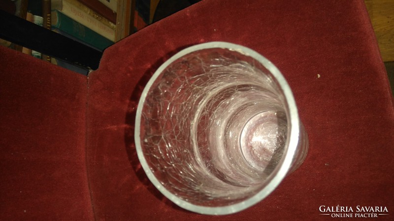 Retro broken glass (craclee glas) bamboo-form vase - Austrians? 25Cm high 9 cm in diameter