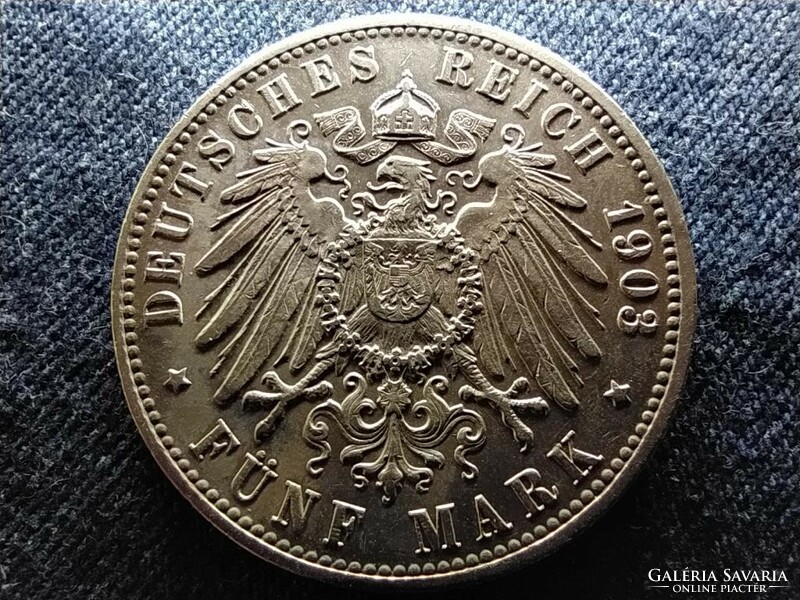 Német Államok Szabad Hanzaváros Hamburg .900 ezüst 5 Márka 1903 J (id77737)
