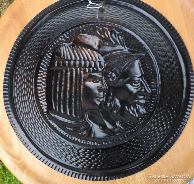 Huge relief wall plate - portrait of a couple