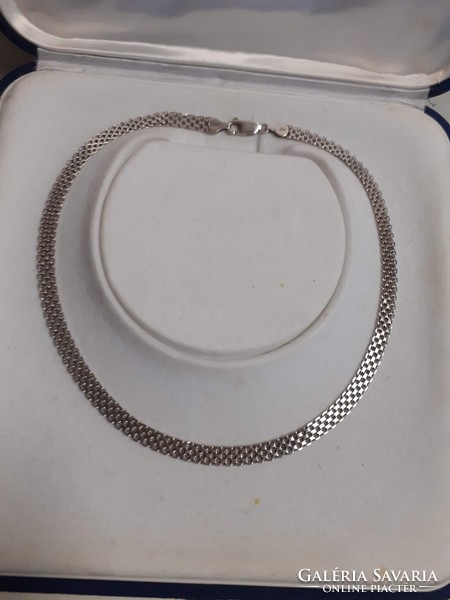 Marked silver wide necklace made with sophisticated work