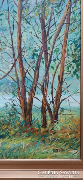 András Orvos - forest detail oil painting 80 x 60 cm