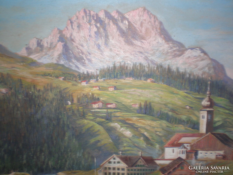 OSZTRÁK 100 éves CSODÁS Festmény,Osztrák Alpok
