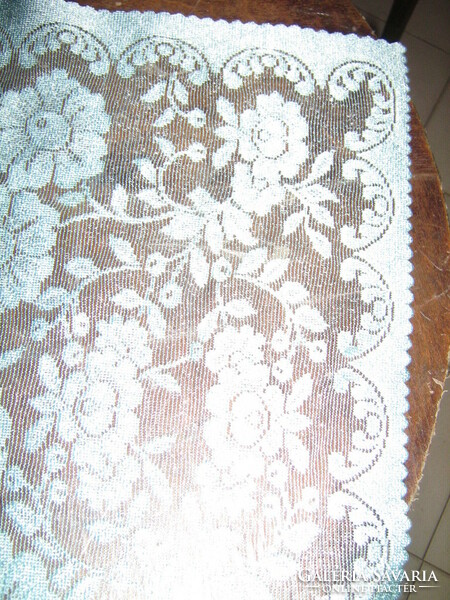 Beautiful vintage style light blue floral lace tablecloth